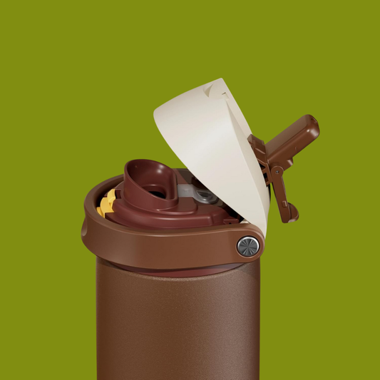Brown Daily Hydration Dual Lid Insulated Stainless Steel Water Bottle