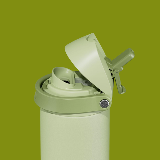 Light Green Daily Hydration Dual Lid Stainless Steel Water Bottle
