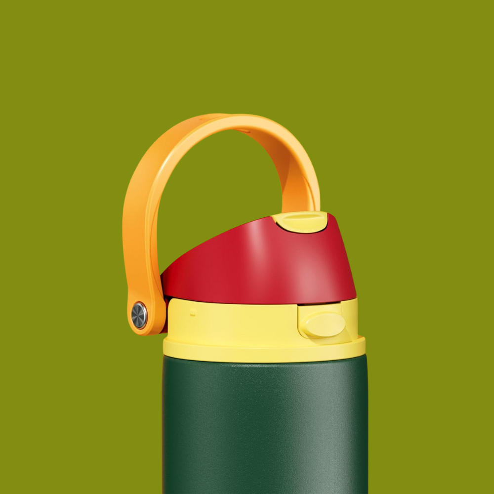 Dark Green Daily Hydration Dual Lid Stainless Steel Water Bottle