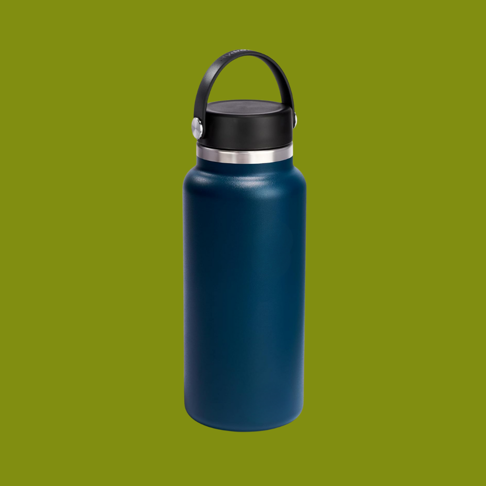 Dark Green Daily Hydration Dual Lid Stainless Steel Water Bottle